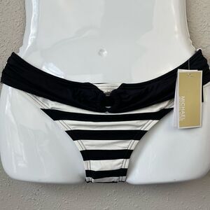 NWT MICHAEL Michael Kors Black and White Striped Bikini Bottoms XS, S, or L